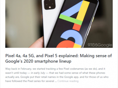 谷歌或在今秋推出硬件配置差不多的Pixel 4a（5G）和Pixel 5机型